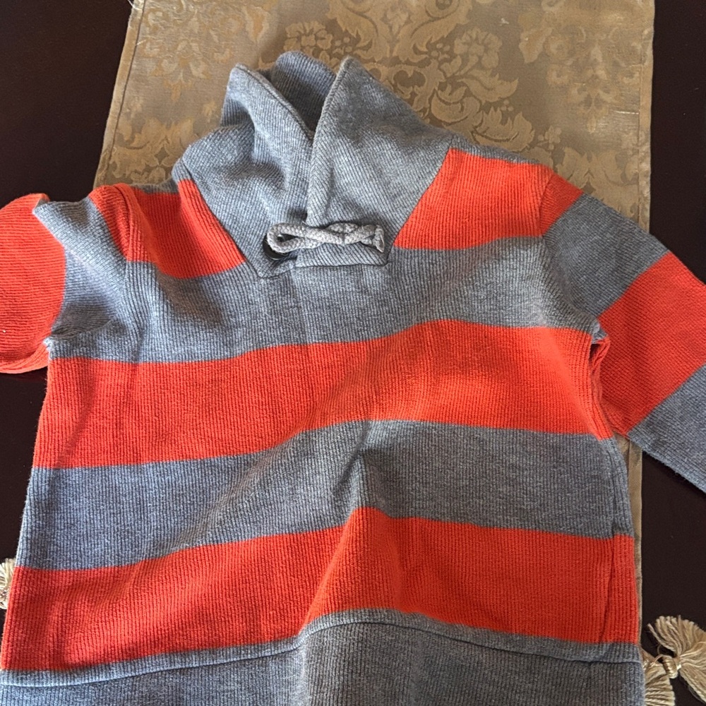 GAP Kids Gray and Red Striped Hoodie